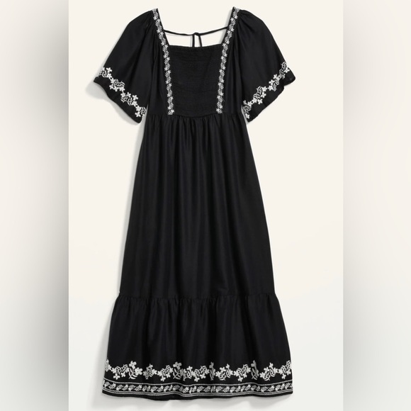 Old Navy Fit & Flare Short-Sleeve Midi Dress, Black, XS - Picture 2 of 10